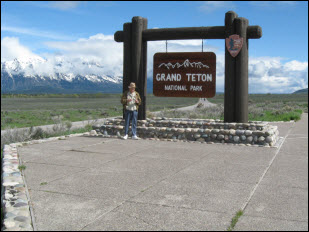 Picture of Jim at entrance to Grand Teton National Park.