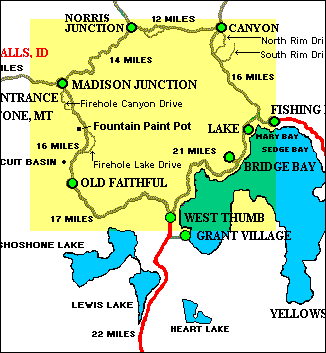 Map of Yellowstone lower loop road.
