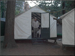 Outside our tent cabin in Yosemite National Park.