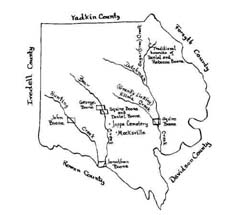Map of Davie County, North Carolina.